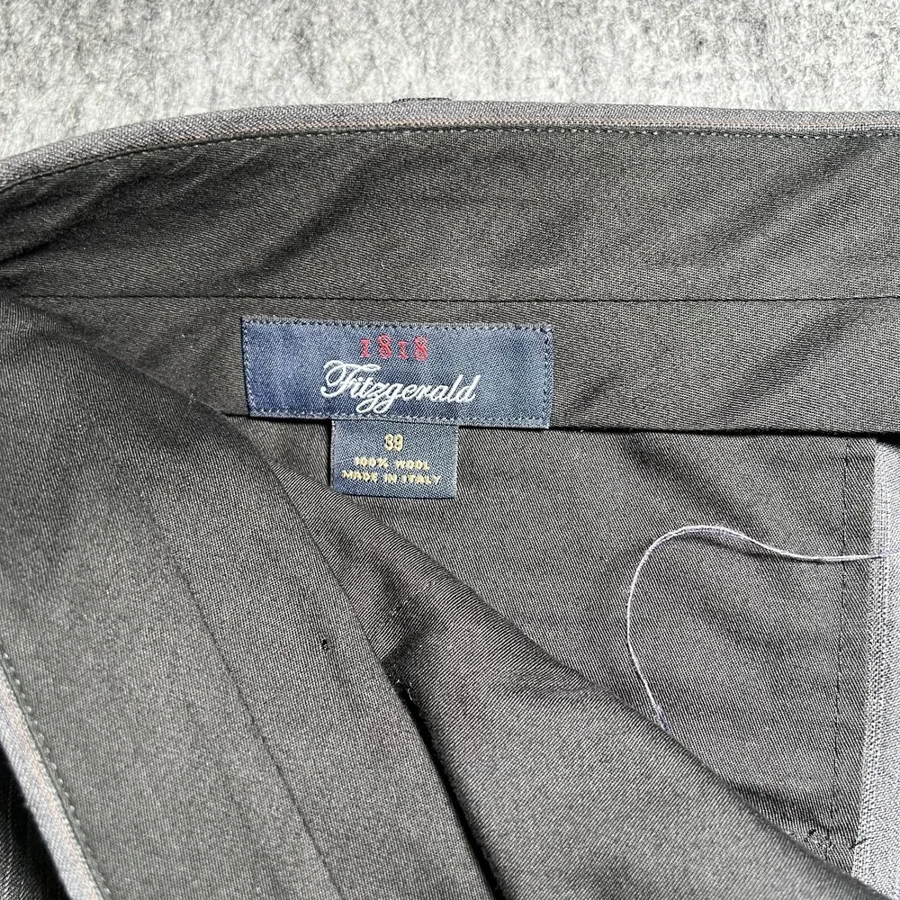 Brooks Brothers 1818 Fitzgerald Pants Men 37 X 29 Black Wool Pin Striped Italy